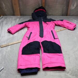 Killtec Snow Suit Girls 3/4 Pink One Piece Waterproof Fleece Lined Ski 24x28